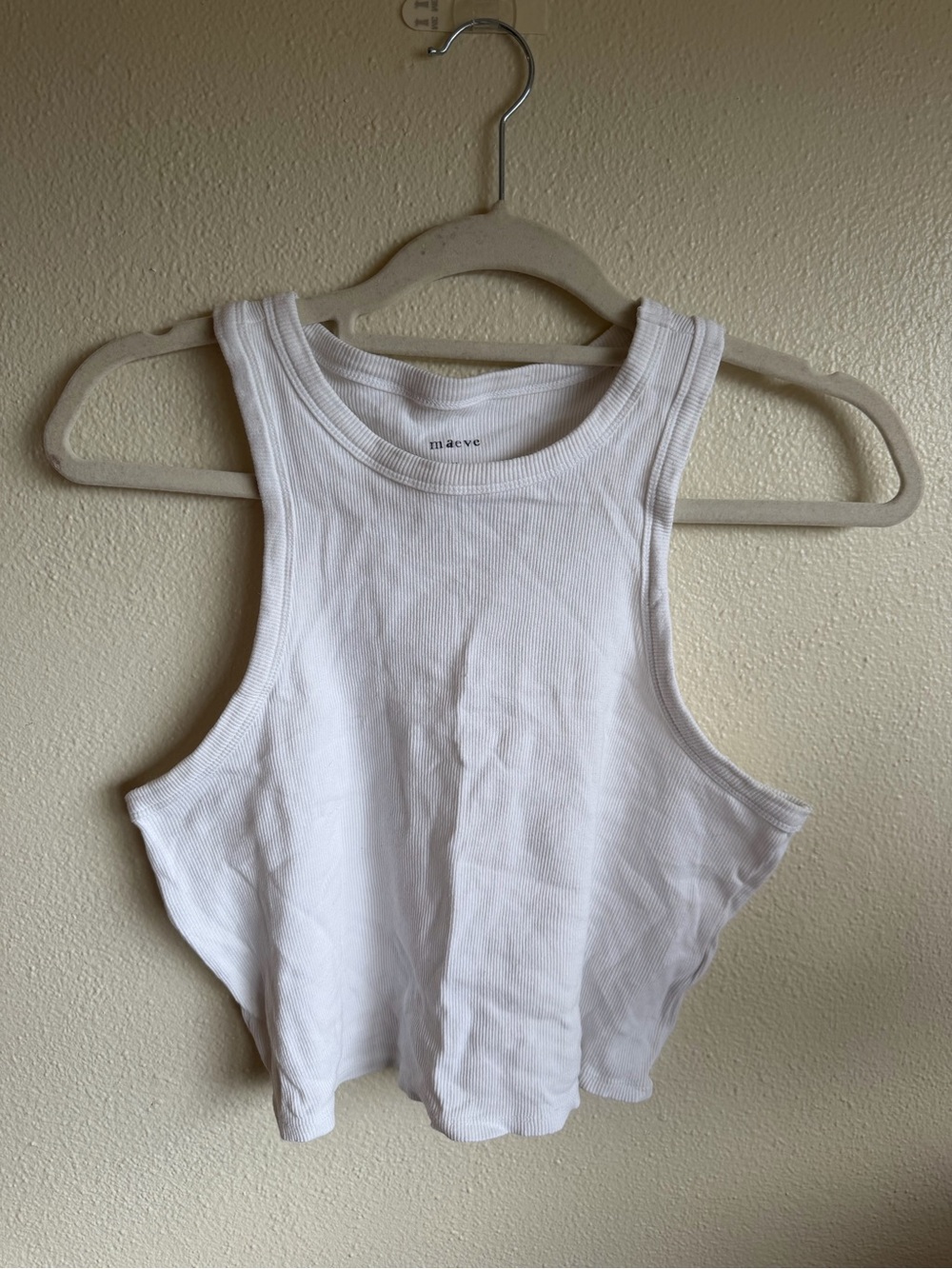 Maeve White Ribbed Tank Top